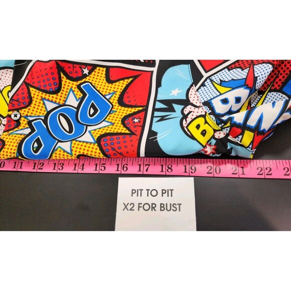 Oh Snap! Mens Medium Multcolor Button Shirt Pop Art Cartoon Retro Comic Graphic - Picture 13 of 15